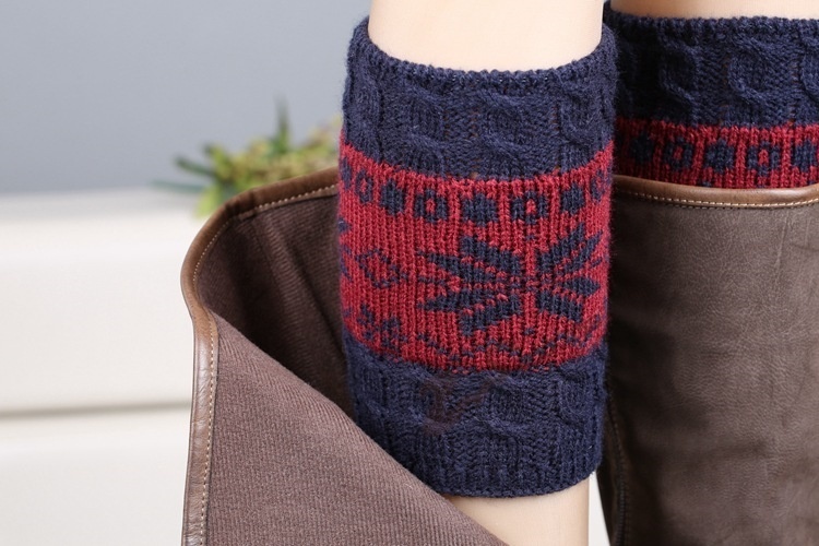 Christmas Knit Boot Cuffs Thermal Wool Knitted Snowflake Ladies Leg Warmer